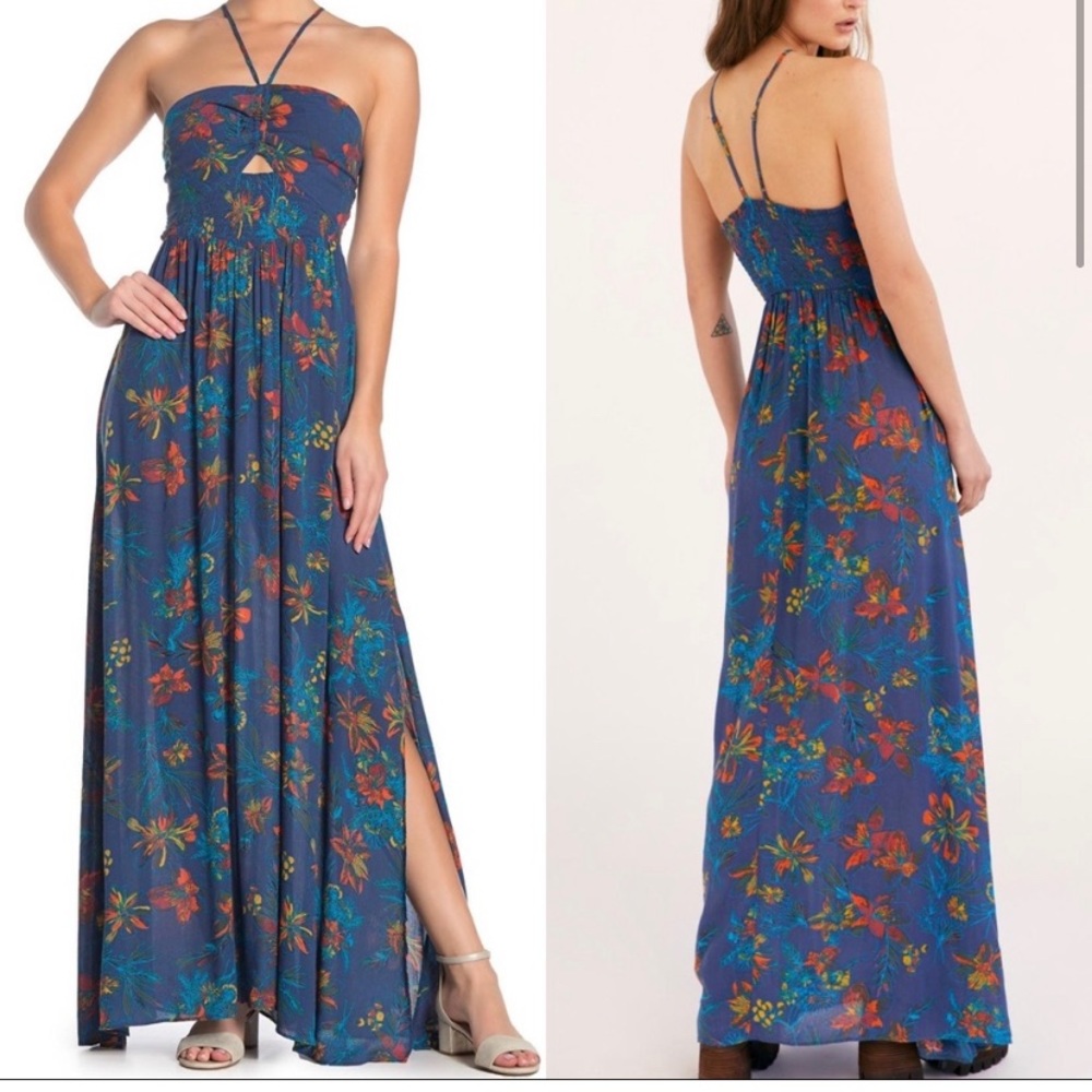 GUC free people tropical dress size small blues, yellow, orange, green